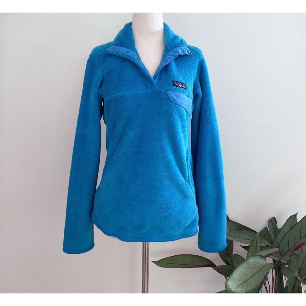 EUC Patagonia Women's Re-Tool Snap-T® Pullover Fleece Light Blue Sweater Jacket